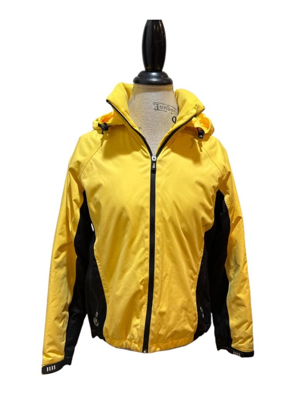 Lands' End Sz S/P (6-8) Yellow & Black Hooded Parka Jacket w Zip Pockets